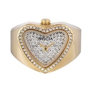 Invicta Mini Angel Women's Gold Ring Watch Crystal Bezel Heart Dial 49577-NEW